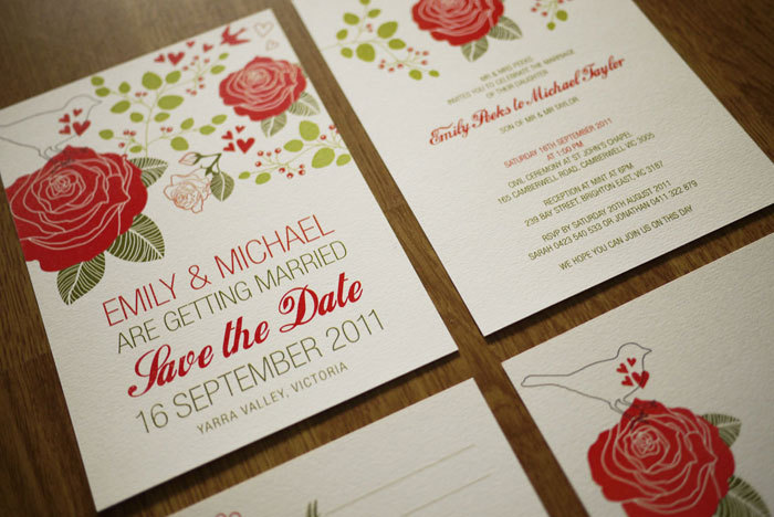 Rose Garden Wedding Invitation Set PRINTABLE Set of 4