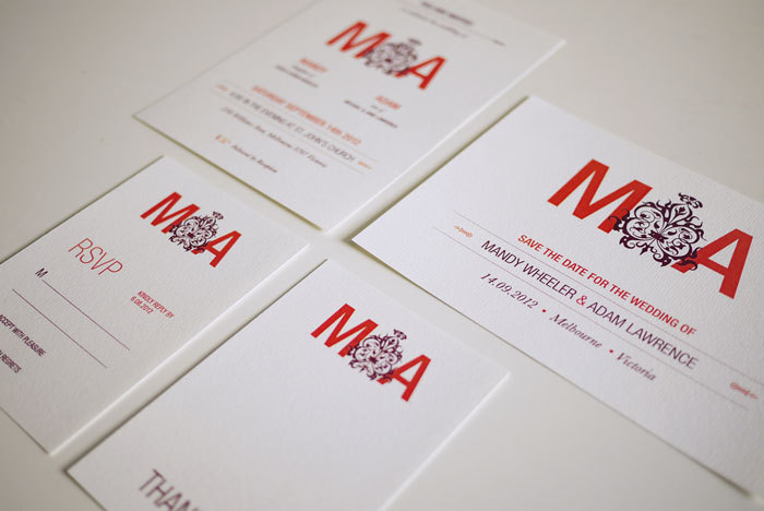 Modern Vintage Monogram - Wedding Stationery Set (PRINTABLE) - Set of 4