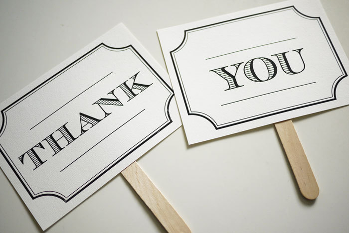 Vintage Design - Mr and Mrs - Thank You - Double Sided Photo Props Signs (PRINTABLE)